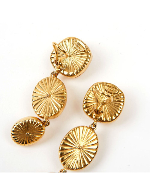 Boucles d'oreille trois cabochons ambre GOOSSENS