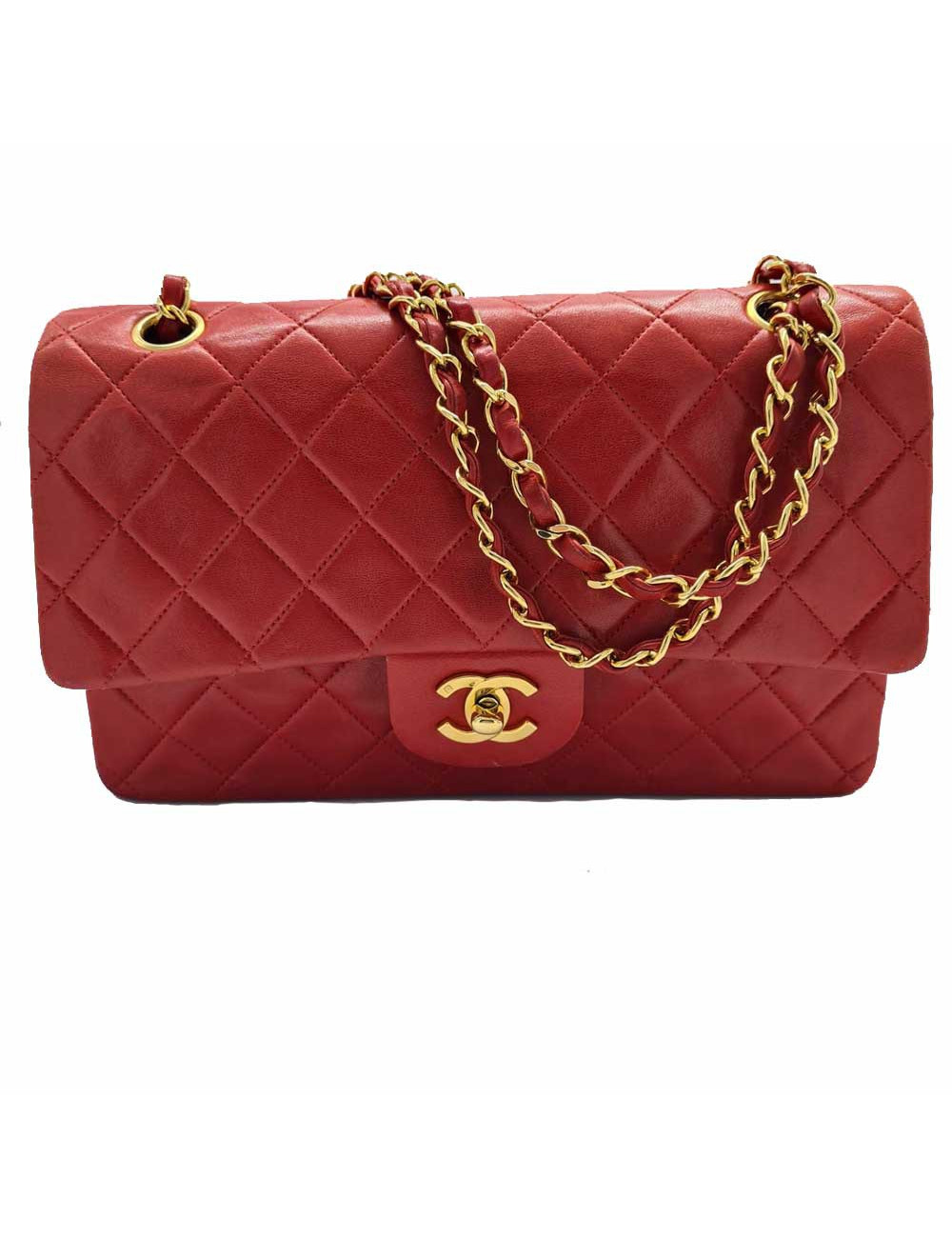 Timeless CHANEL rouge en cuir d'agneau