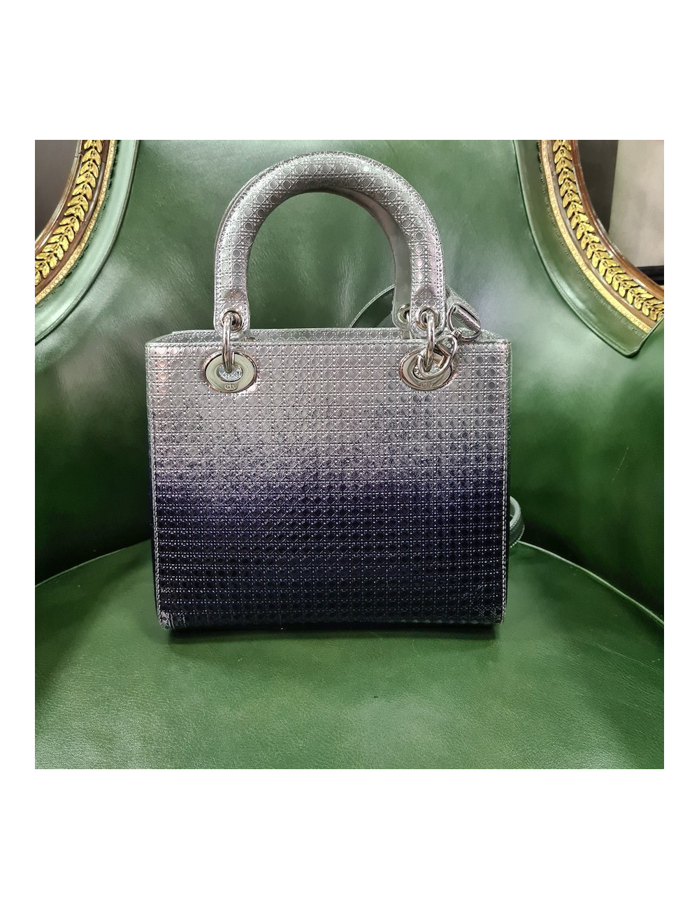 Sac Lady DIOR dégradé encre et argent