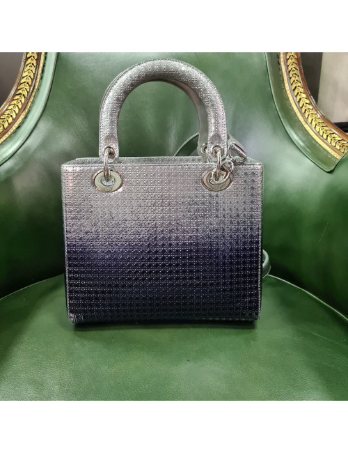 Sac Lady DIOR dégradé encre et argent