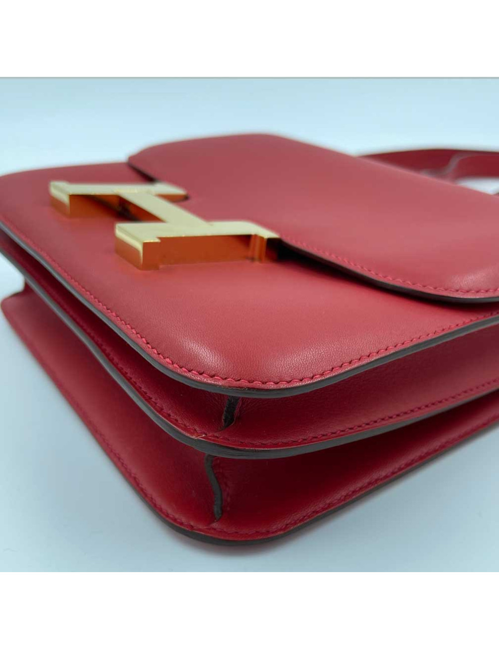 HERMES Constance Bag in Rouge Casaque Swift Leather
