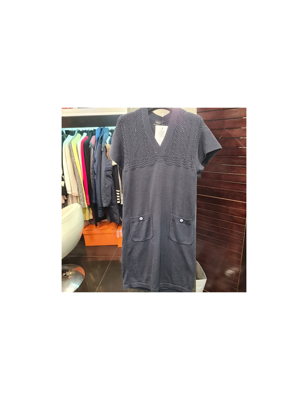 Robe CHANEL bleue laine