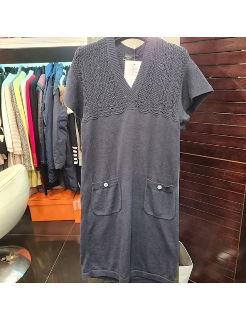 Robe CHANEL bleue laine