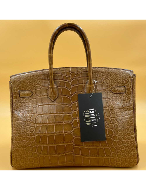 Sac Birkin 35 HERMES marron d'Inde en alligator