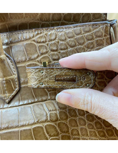 Sac Birkin 35 HERMES marron d'Inde en alligator