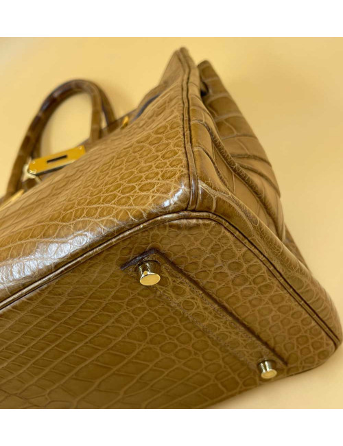 Sac Birkin 35 HERMES marron d'Inde en alligator