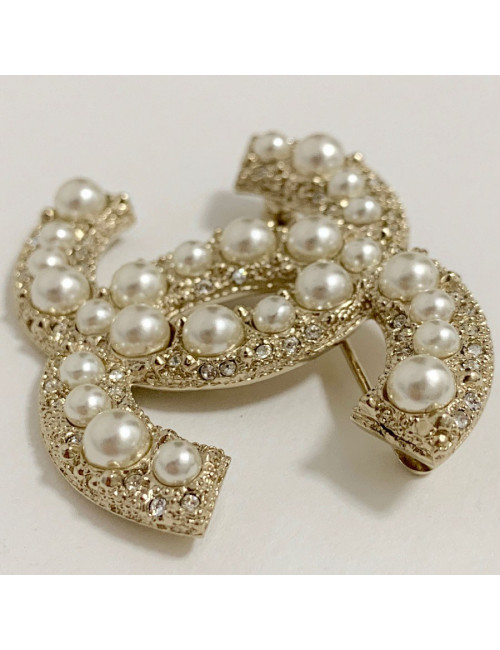 Broche CHANEL perles et strass