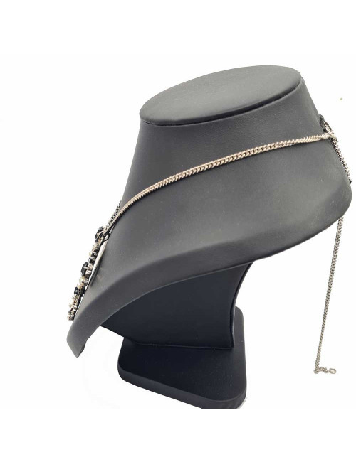 Pendentif CHANEL double cabochons noirs et brillants