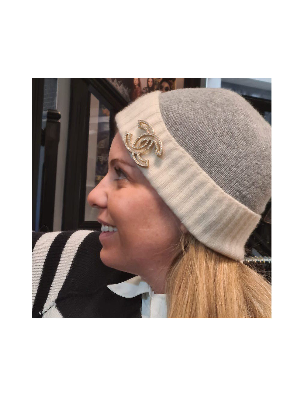 Broche CHANEL Double C strass