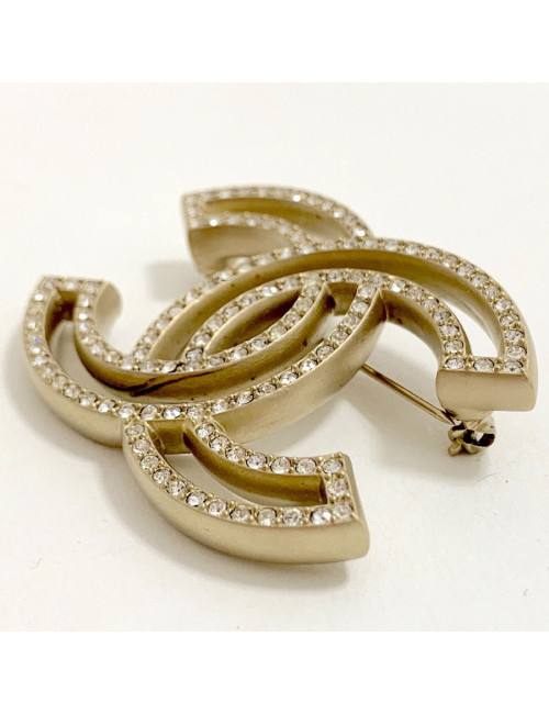 Broche CHANEL Double C strass