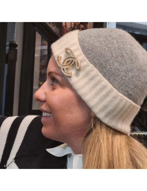 Broche CHANEL Double C strass