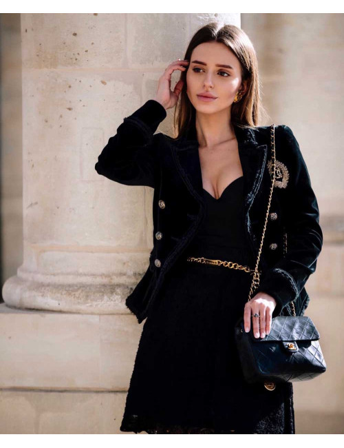 CHANEL Veste velours noir T 42