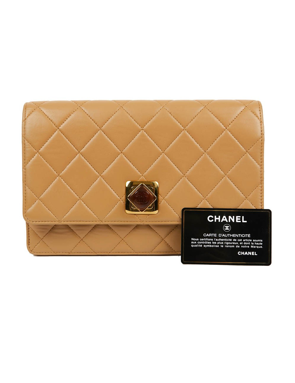  Pochette Vintage CHANEL cuir beige