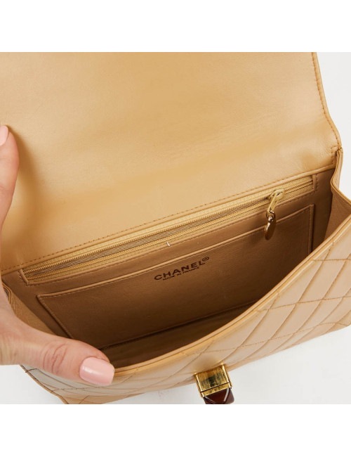  Pochette Vintage CHANEL cuir beige