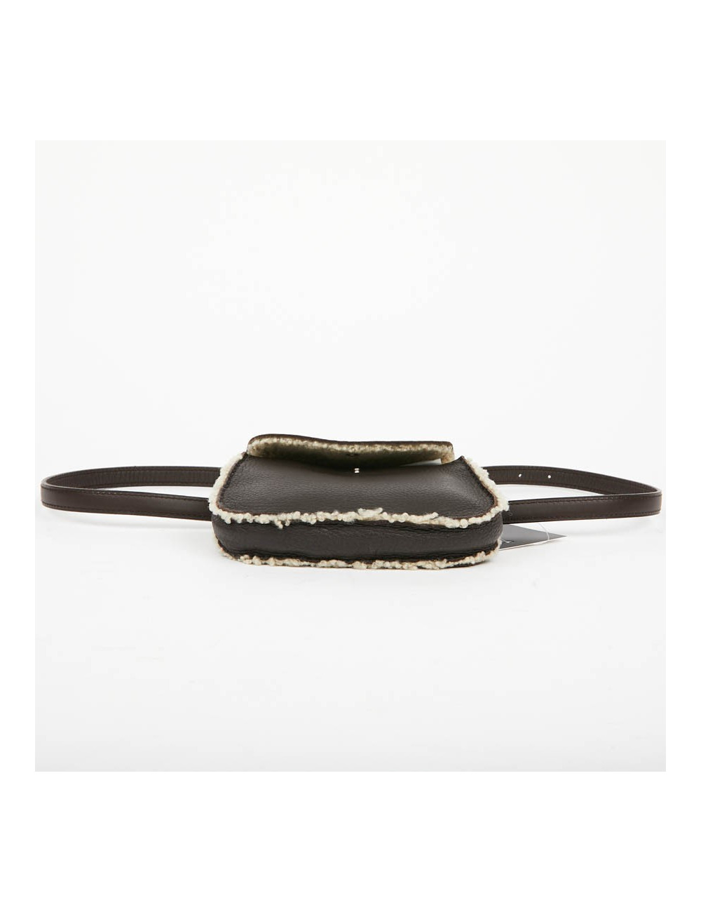 HERMES Vintage Belt Bag in Brown Shearling Certified Authentic