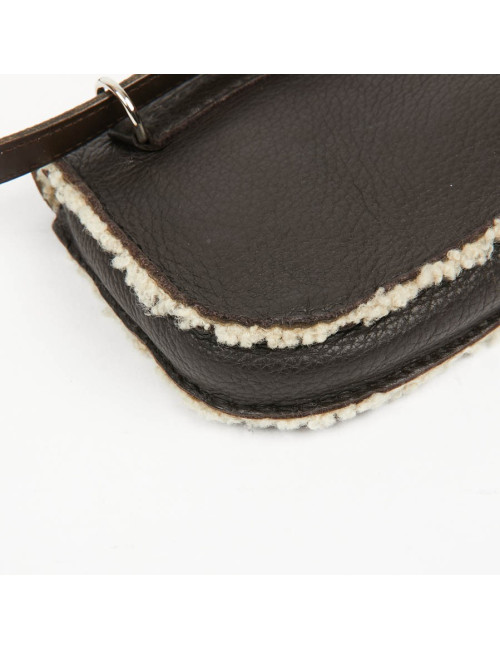 HERMES Vintage Belt Bag in Brown Shearling Certified Authentic