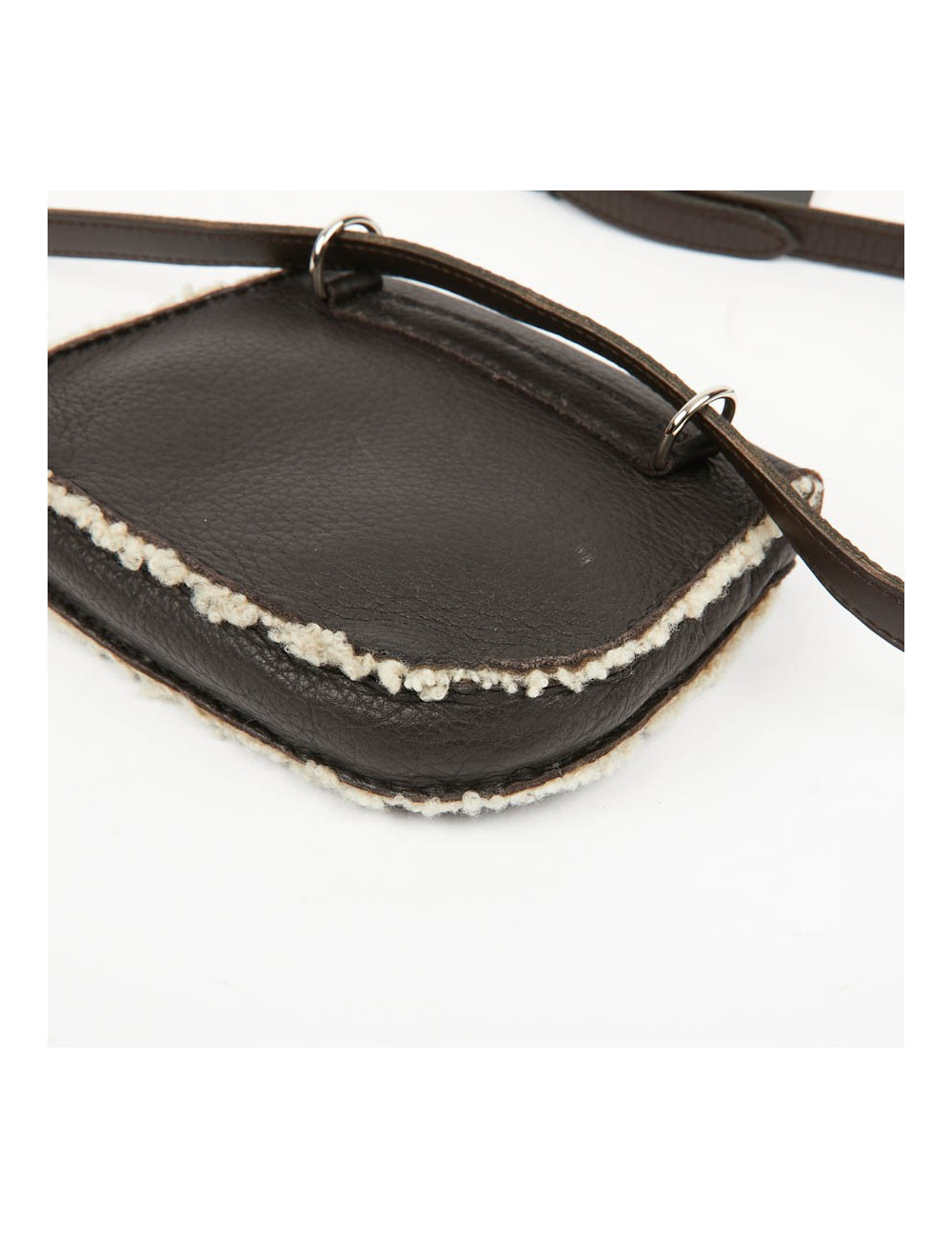 HERMES Vintage Belt Bag in Brown Shearling Certified Authentic