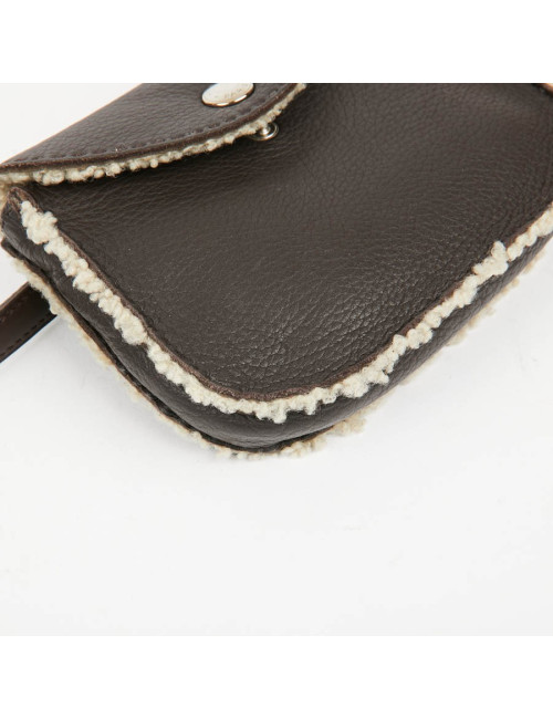 HERMES Vintage Belt Bag in Brown Shearling Certified Authentic