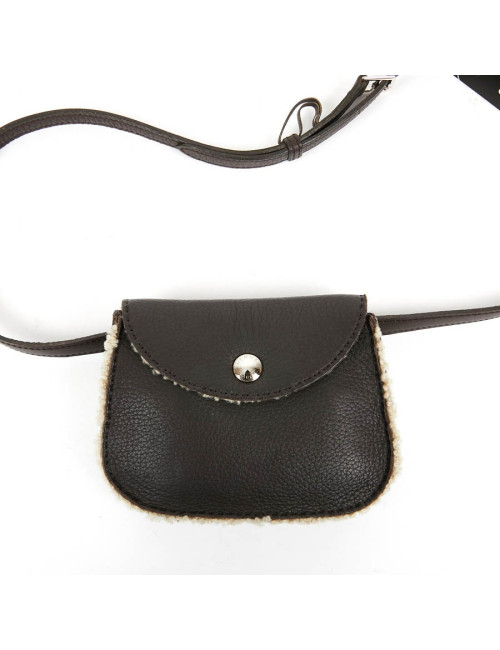 HERMES Vintage Belt Bag in Brown Shearling Certified Authentic