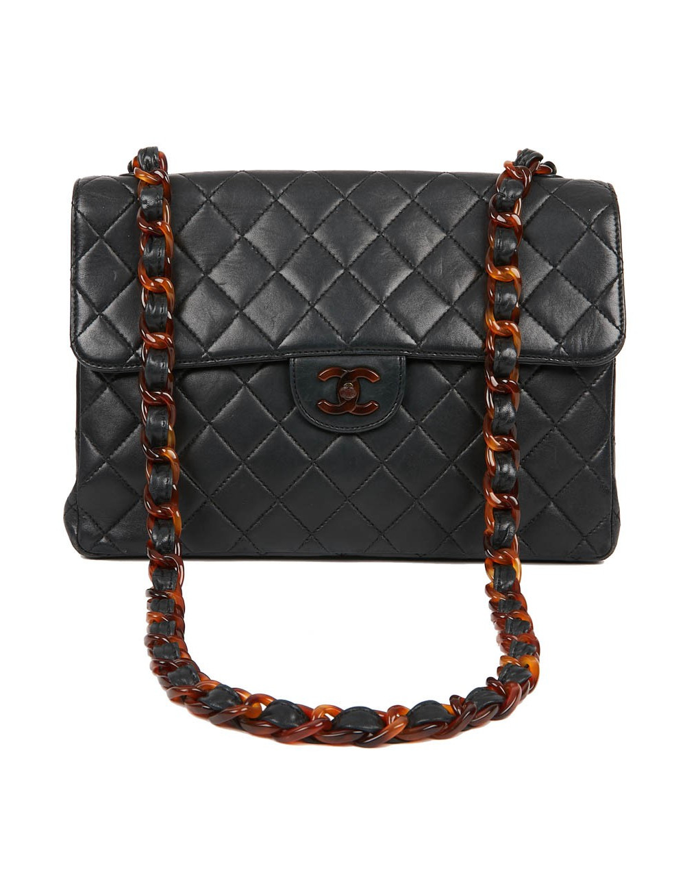 Sac CHANEL noir chaine façon écaille