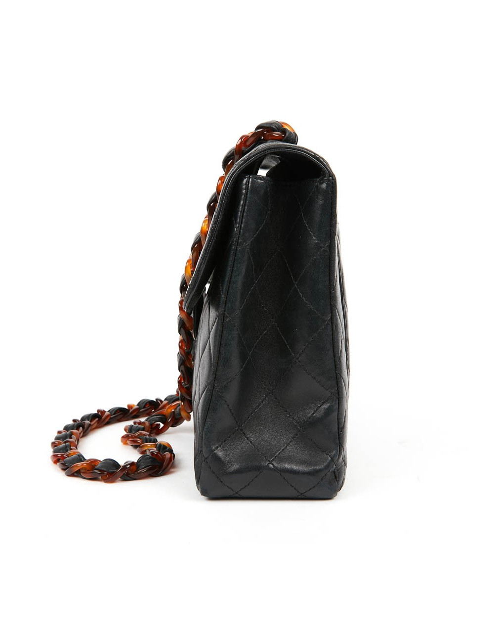 Sac CHANEL noir chaine façon écaille