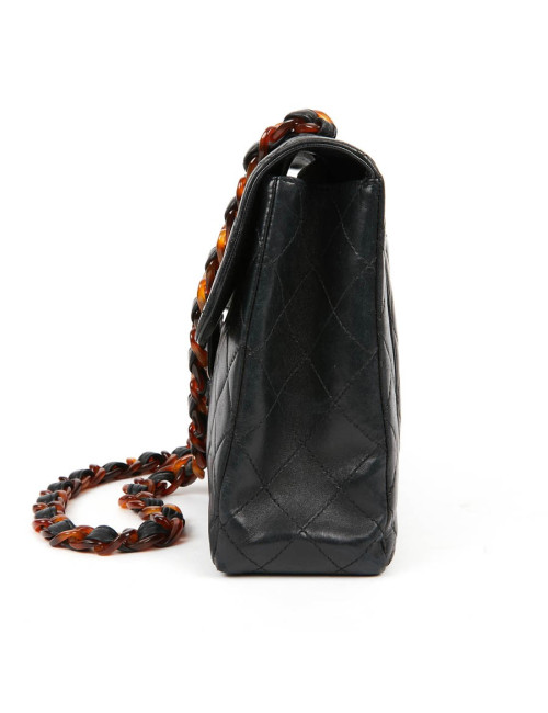 Sac CHANEL noir chaine façon écaille