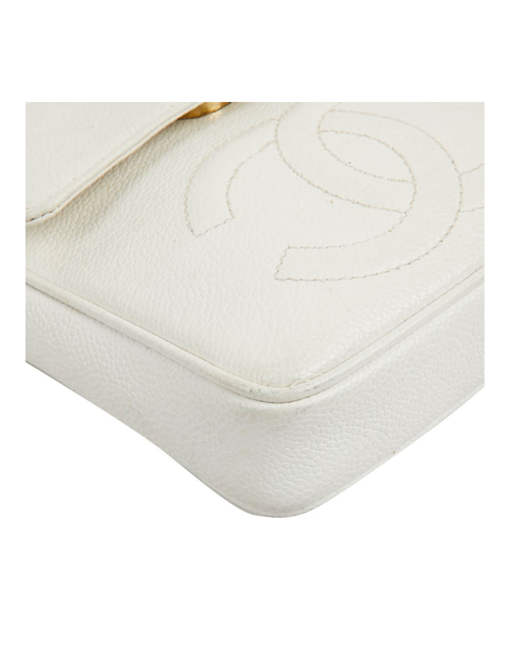 CHANEL Vintage Clutch bag in Grained White Leather
