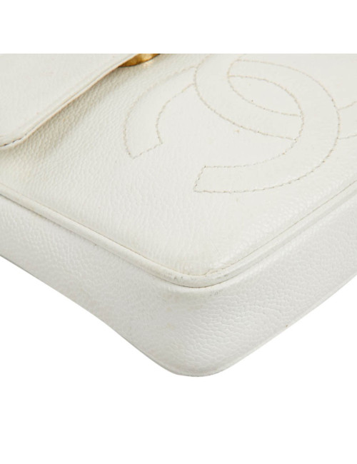 CHANEL Vintage Clutch bag in Grained White Leather