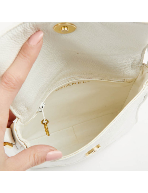 CHANEL Vintage Clutch bag in Grained White Leather