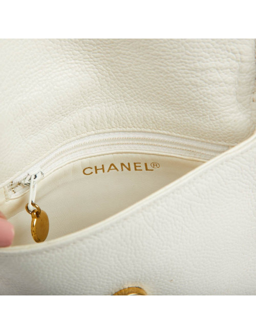 CHANEL Vintage Clutch bag in Grained White Leather