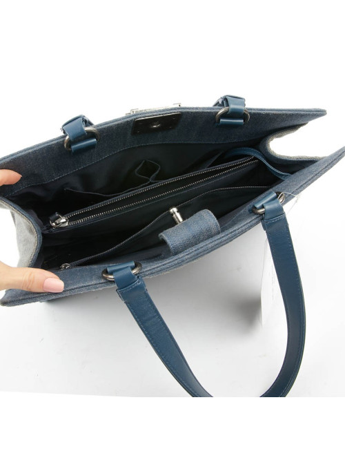 Cabas CHANEL en toile denin bleu