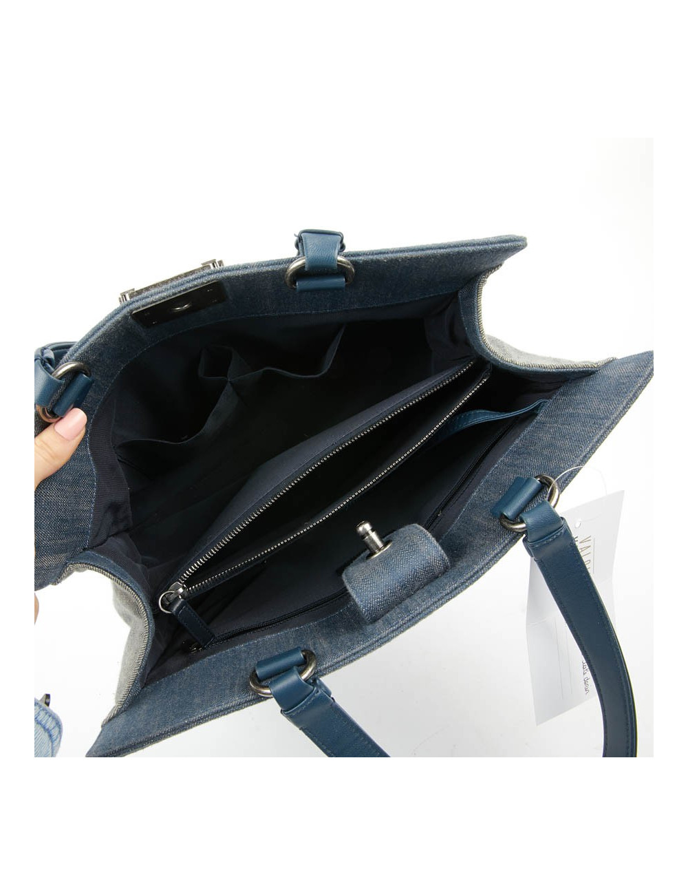 Cabas CHANEL en toile denin bleu