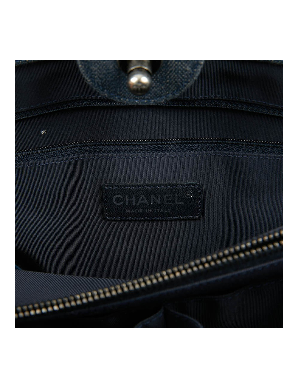 Cabas CHANEL en toile denin bleu