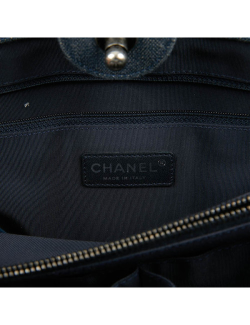 Cabas CHANEL en toile denin bleu