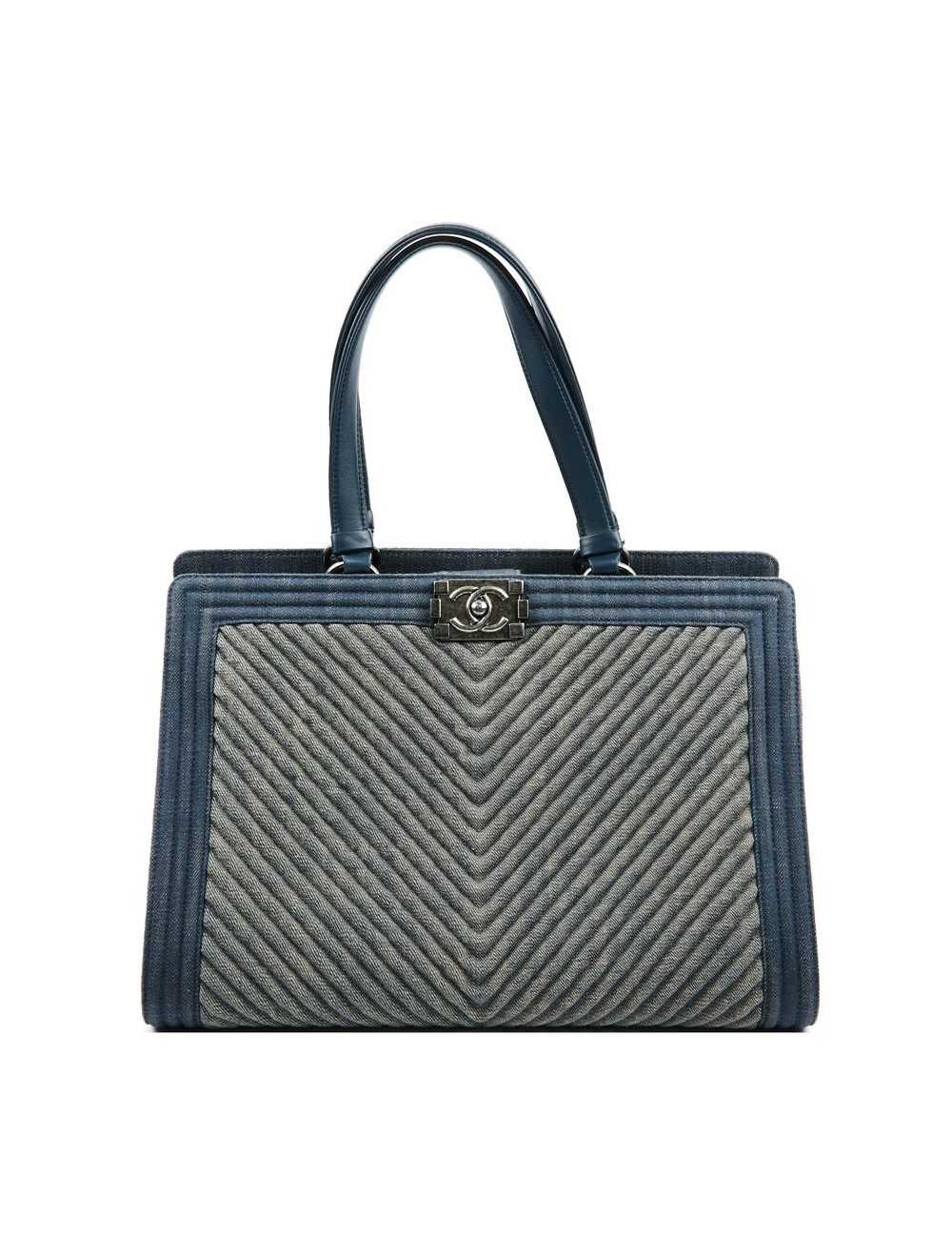 Cabas CHANEL en toile denin bleu