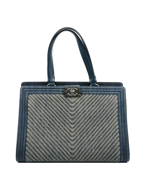CHANEL Tote Bag in Blue Denim Fabric