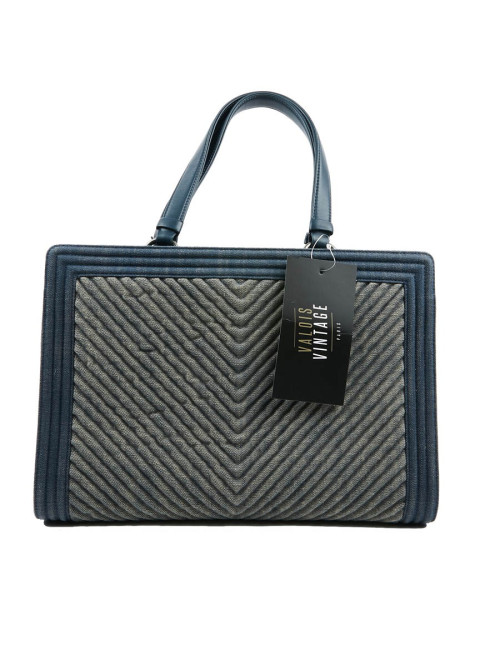 Cabas CHANEL en toile denin bleu