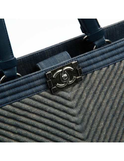 Cabas CHANEL en toile denin bleu