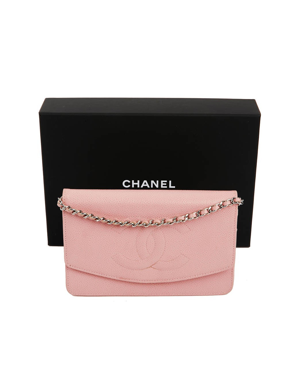 CHANEL Wallet on Chain in Grained Pink Leather