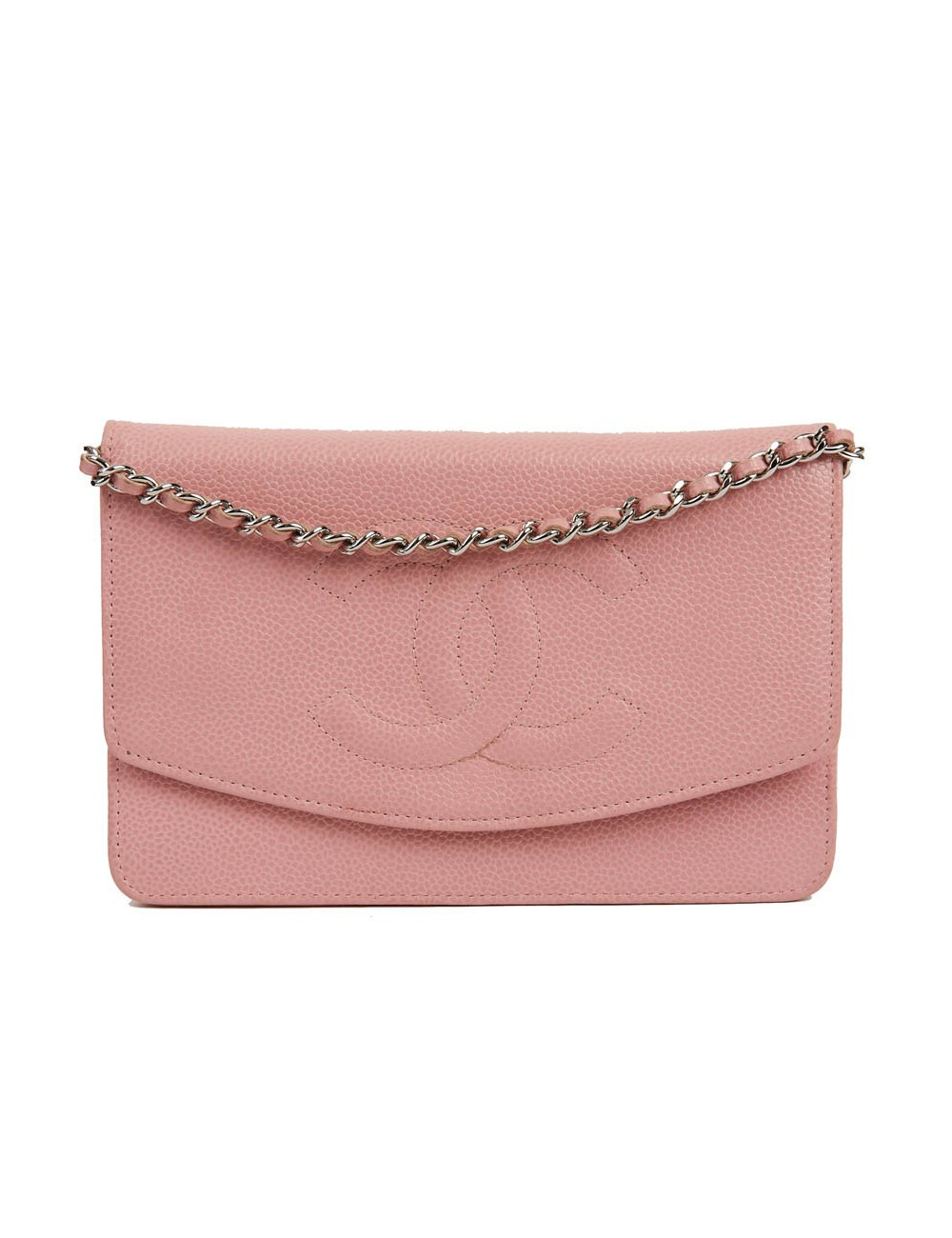 CHANEL Wallet on Chain in Grained Pink Leather