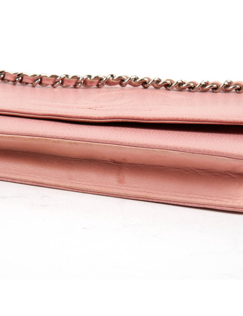 CHANEL Wallet on Chain in Grained Pink Leather