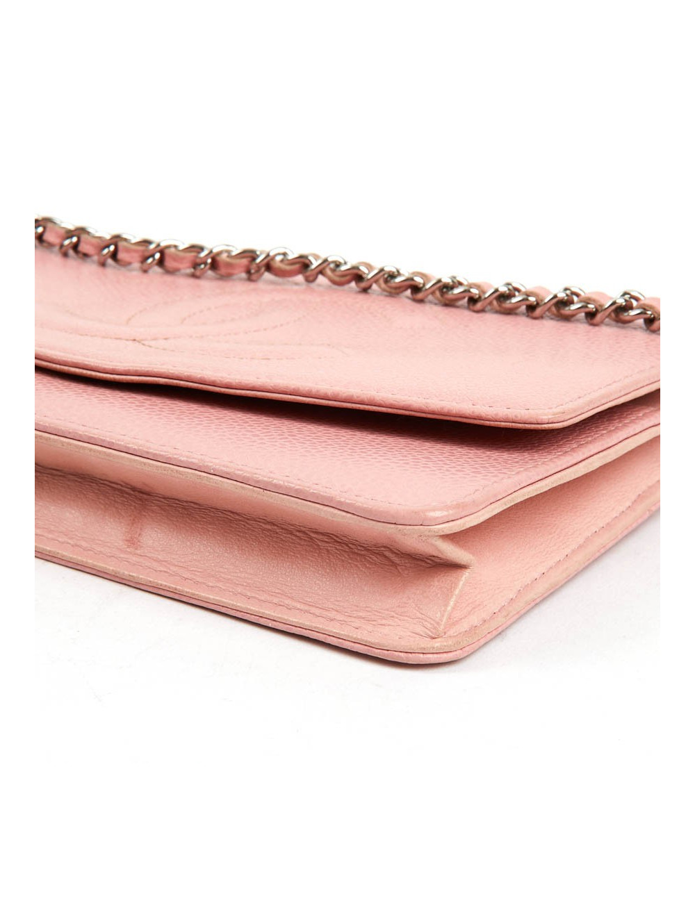 CHANEL Wallet on Chain in Grained Pink Leather