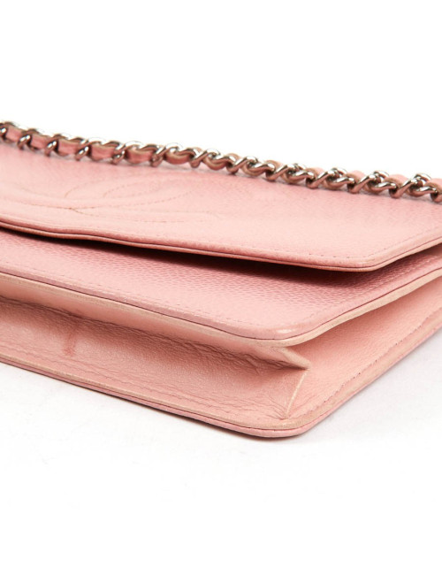 CHANEL Wallet on Chain in Grained Pink Leather