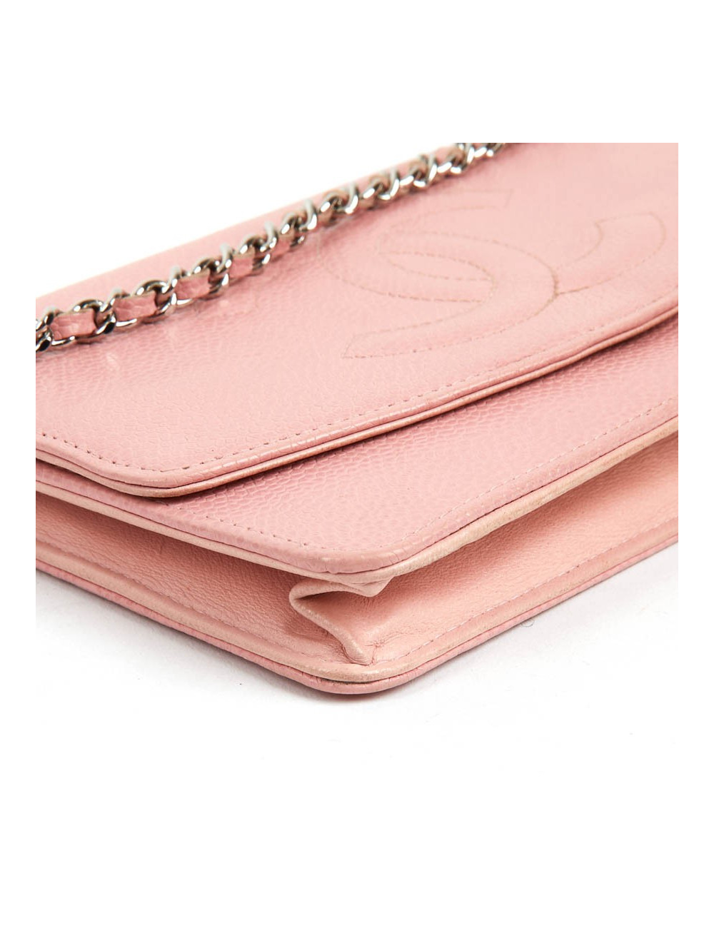CHANEL Wallet on Chain in Grained Pink Leather