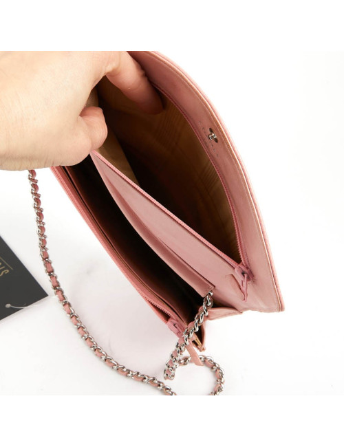 CHANEL Wallet on Chain in Grained Pink Leather
