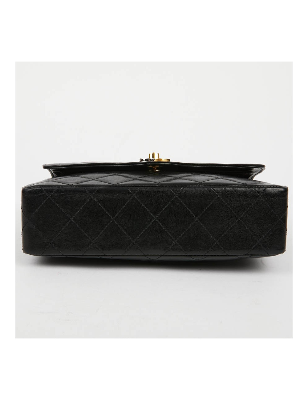 Sac couture vintage CHANEL en cuir d'agneau noir 