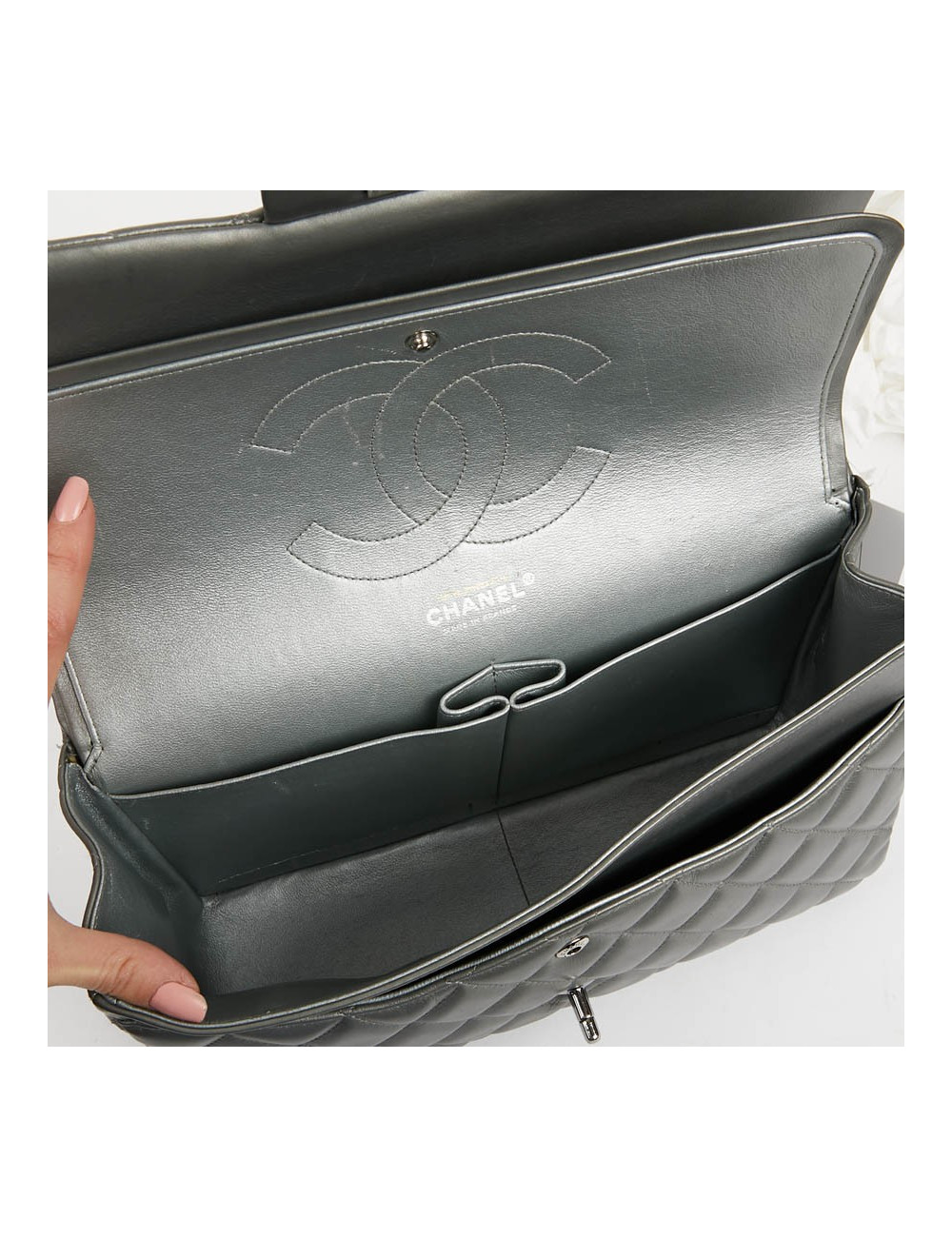 Jumbo CHANEL cuir métalisé 