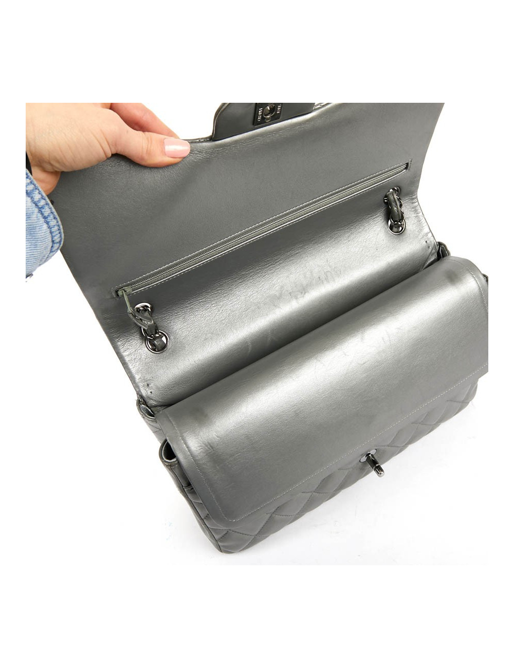 Jumbo CHANEL cuir métalisé 