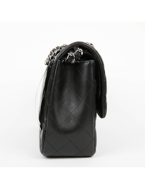 Grand sac classique CHANEL cuir d'agneau bijouterie argent