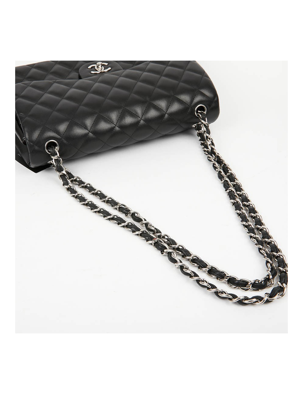 Grand sac classique CHANEL cuir d'agneau bijouterie argent